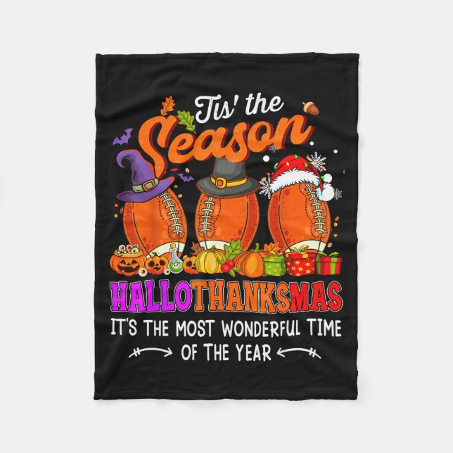 Couverture Polaire Happy Hallothanksmas Funny Halloween Thanksgiving  (Devant)