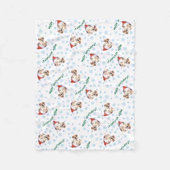 Couverture Polaire Happy Howlidays Bulldog (Devant)
