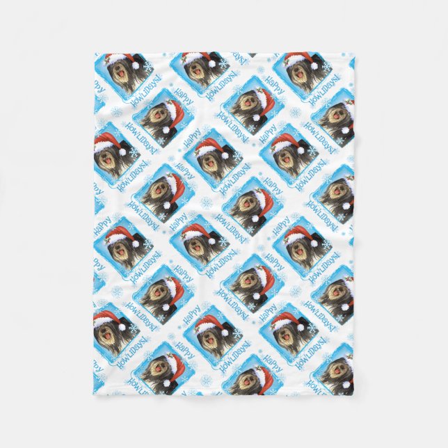 Couverture Polaire Happy Howlidays Polonais Lowland Sheepdog (Devant)