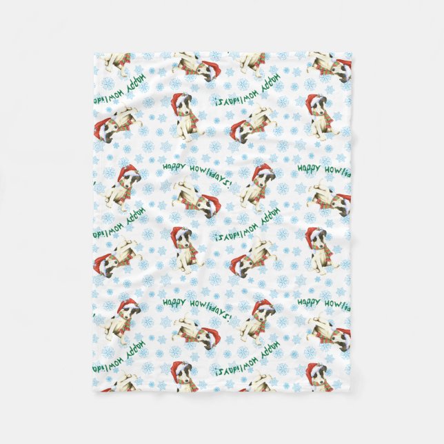 Couverture Polaire Happy Howlidays Smooth Fox Terrier (Devant)