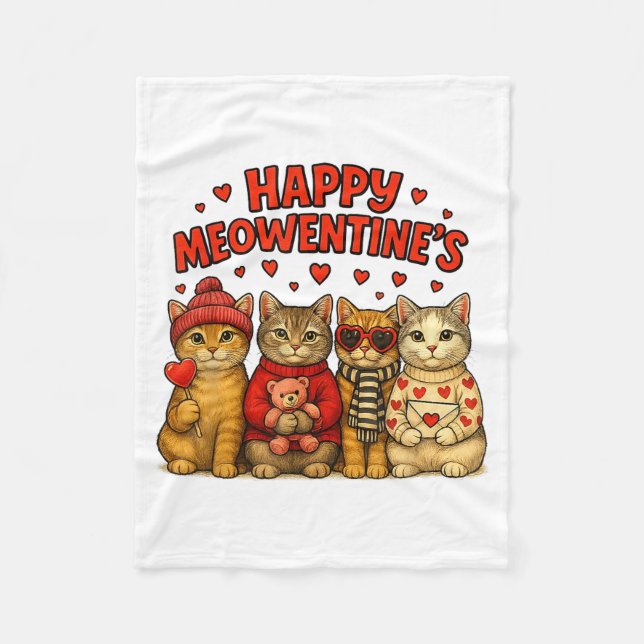 Couverture Polaire Happy Meowentines Cute Valentine Cats Love Women M (Devant)