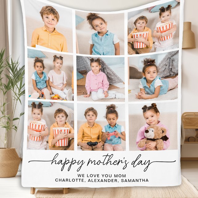 Couverture Polaire Happy Mothers Day Maman Personnalisée 9 Photo Coll (Créateur téléchargé)