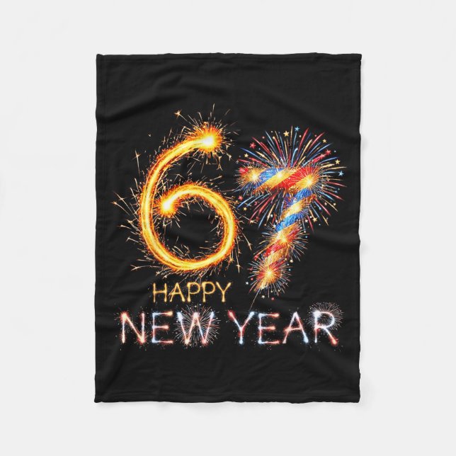 Couverture Polaire Happy New Year 2026 67th Bday Fireworks Number 67  (Devant)