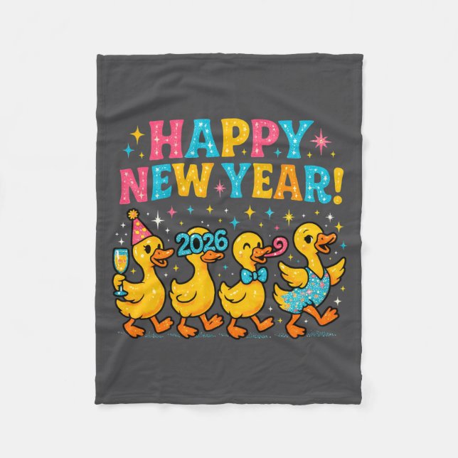 Couverture Polaire Happy New Year 2026 Cute Duck Party Gift Long Slee (Devant)
