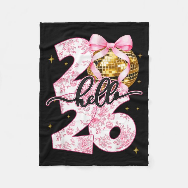 Couverture Polaire Happy New Year 2026 Disco Ball Bow New Year's Eve  (Devant)