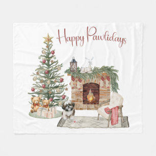 Couverture Polaire Happy Pawlidays Chien Design - Shih Tzu