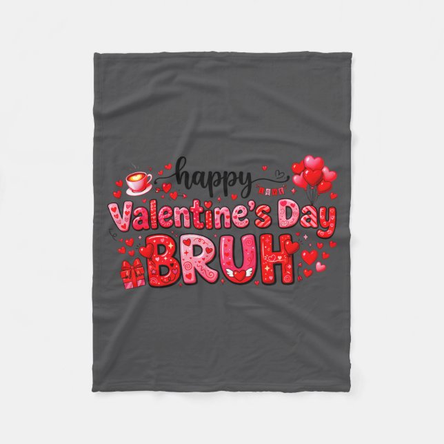 Couverture Polaire Happy Valentine’s Day Bruh Funny Valentine Couple  (Devant)