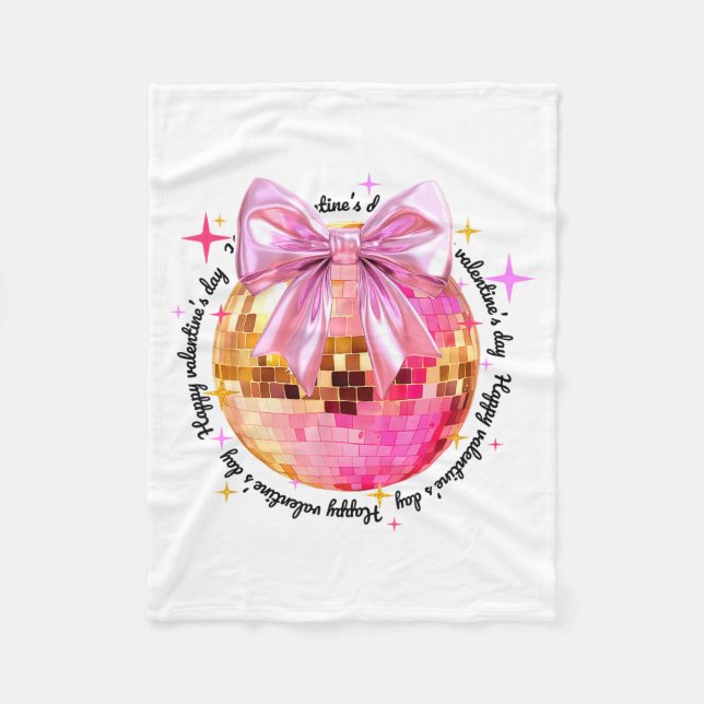 Couverture Polaire Happy Valentine's Day Funny Coquette Disco Ball Gi (Devant)