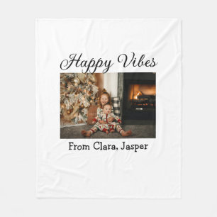 Couverture Polaire Happy vibes enfants famille photo de Noël Invitati