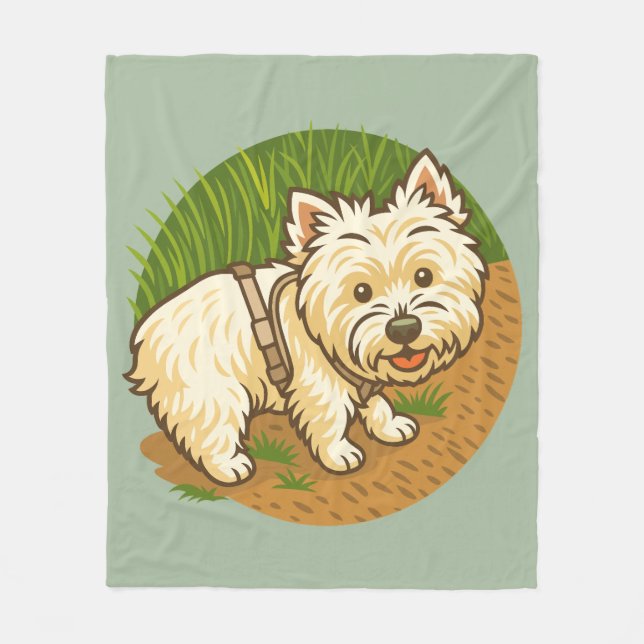 Couverture Polaire Happy Westie on Nature Trail (Devant)