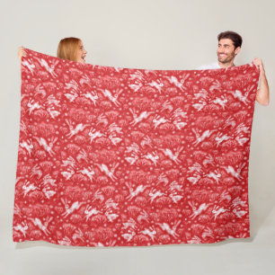 Couverture Polaire Hares Neige Champ Blanc lapins Motif d'hiver Rouge
