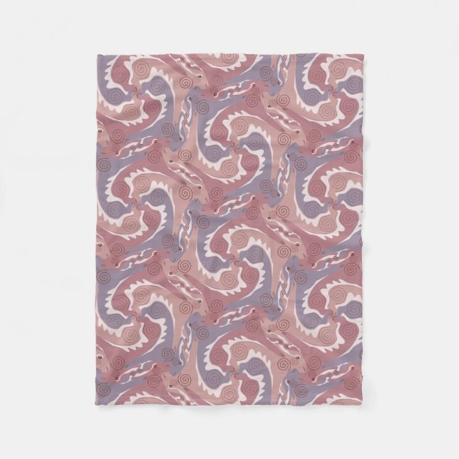 Couverture Polaire Hares torse Tesselation doux Blanche violette 2 (Devant)