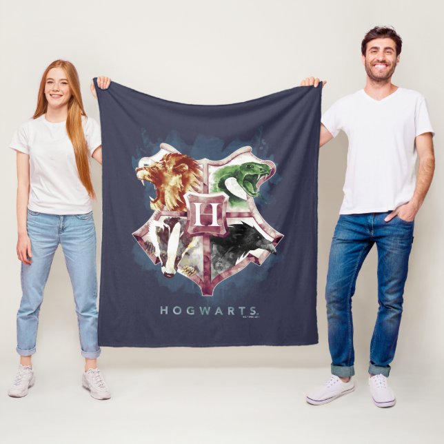 Couverture Polaire Harry Potter | HOGWARTS™ Crest Aquarelle (En situation)