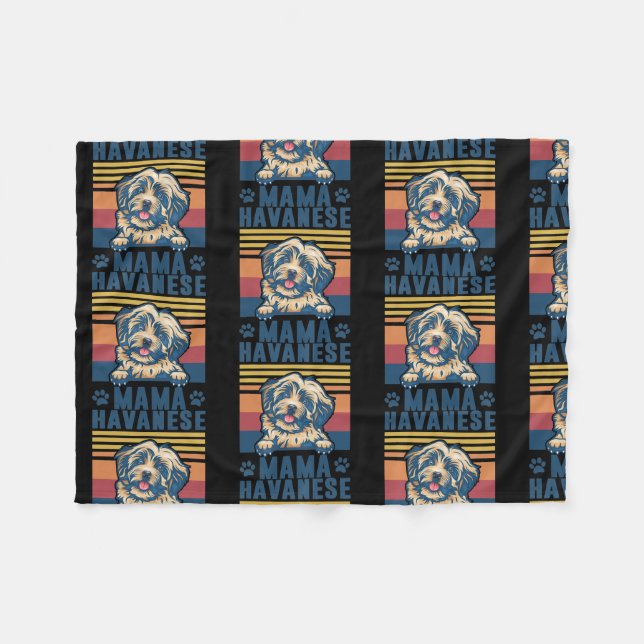 Couverture Polaire Havanese Mama Mother Retro Toxits Dog Maman  (Devant (Horizontal))