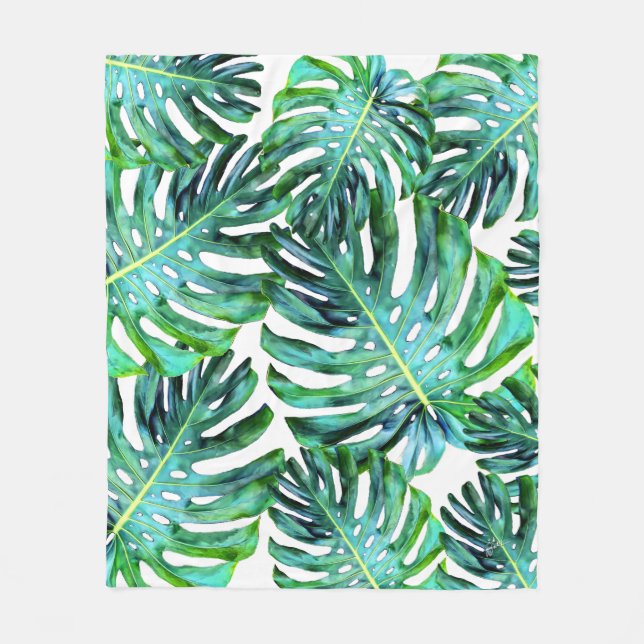 Couverture Polaire Hawaii Monstera Leaf Tropical Greenery Modern (Devant)