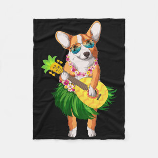 Couverture Polaire Hawaiian Corgi Dog And Pineapple Ukulele Summer Va
