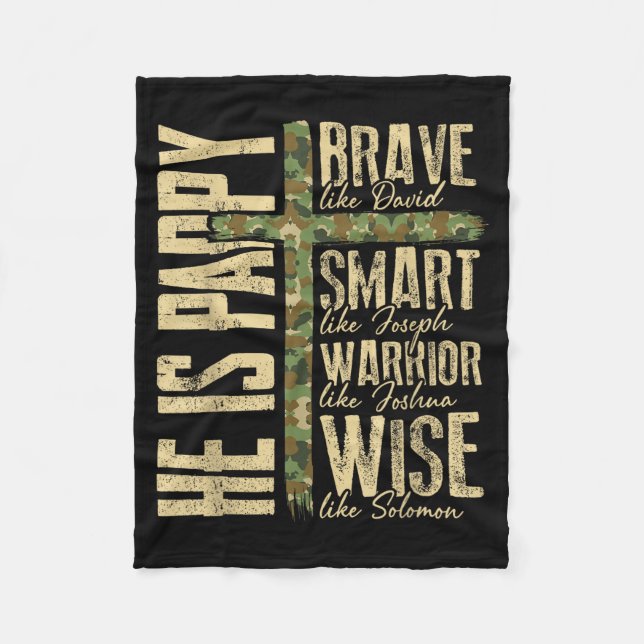 Couverture Polaire He Is Pappy Camo Religious Father's Day Christian  (Devant)