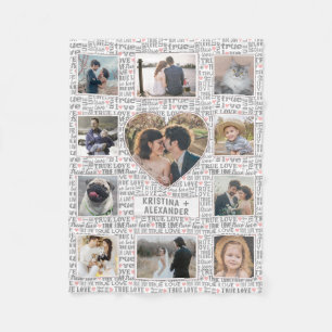 Couverture Polaire Heart Photo Collage True Love Valentine ou Mariage