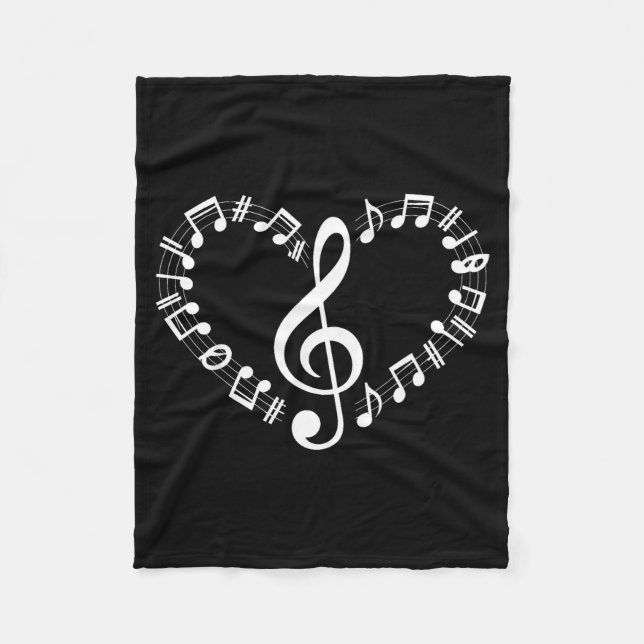 Couverture Polaire Heart Shape Musical Notes Music Lovers Happy Valen (Devant)