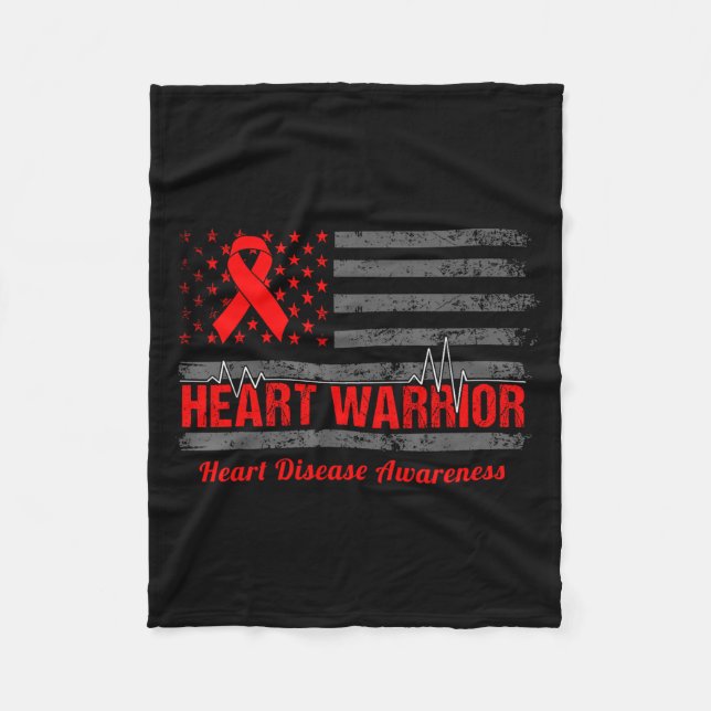 Couverture Polaire Heart Warrior American Flag Heart Disease Awarenes (Devant)