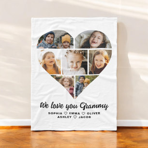 Couverture Polaire Heart We Love You Grammy Family Photo Collage