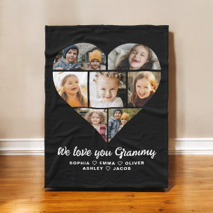 Couverture Polaire Heart We Love You Grammy Family Photo Collage