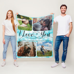 Couverture Polaire Heavenly Love Photo collage Anniversaire Valentine