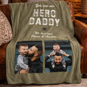 Couverture Polaire Hero Daddy Father's Day 2 Photo Collage