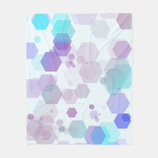 Couverture Polaire Hexagone Abstrait Bleu-Violet - Motif de Forme à J
