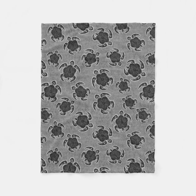 Couverture Polaire Hibiscus d'Uhane Honu Tortue hawaïenne Batik (Devant)