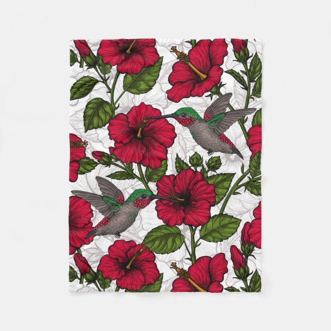 Couverture Polaire Hibiscus et colibris (Devant)