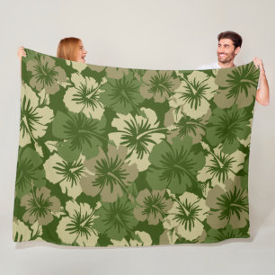 Couverture Polaire Hibiscus Hawaiian Floral Aloha - Camo
