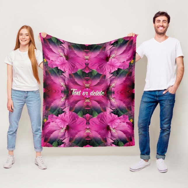 Couverture Polaire Hibiscus rose Fleur Abstraite personnalisée (En situation)