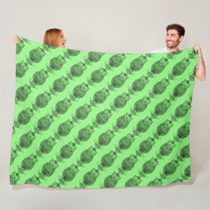 Couverture Polaire Hibou (vert néon) - Plaid en molleton