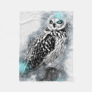 Couverture Polaire Hibou   Vie forestière   Cadeau Pour Chouette