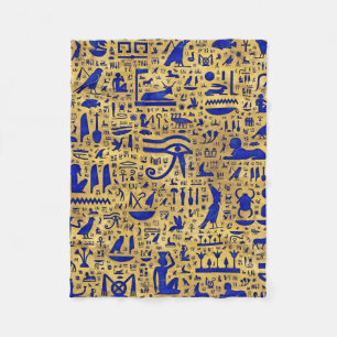 Couverture Polaire Hiéroglyphe égyptien Lapis Lazuli et Gold
