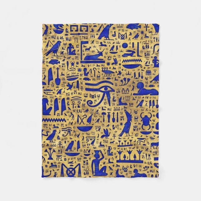 Couverture Polaire Hiéroglyphe égyptien Lapis Lazuli et Gold (Devant)