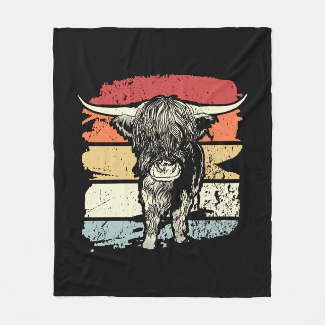Couverture Polaire Highland Cow Highland Cows Retro (Devant)