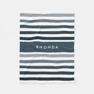 Couverture Polaire Hip Ombre Stripes Motif avec nom en bleu profond