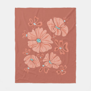 Couverture Polaire Hippie Blooms : Artwork Abstrait Red Flower Power