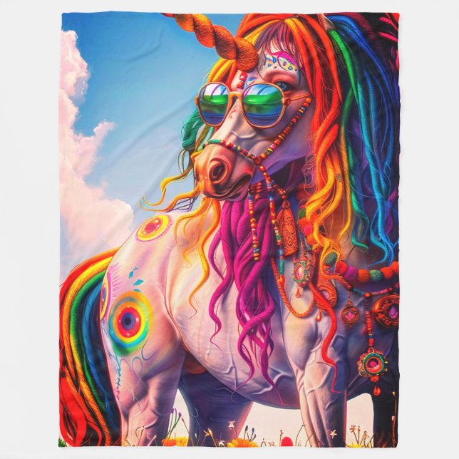 Couverture Polaire Hippie Unicorn (Devant)