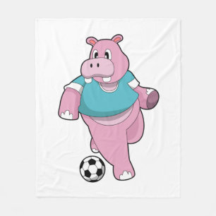 Couverture Polaire Hippo as Soccer player with Soccer.PNG