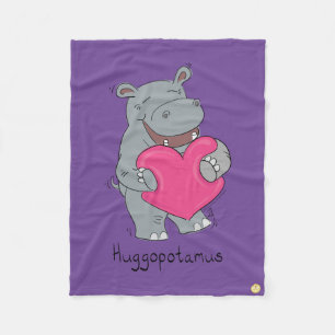 Couverture Polaire Hippo Hugs Valentine's Day Fleece Blanket