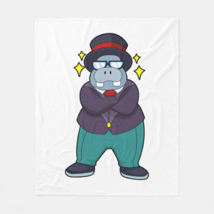Couverture Polaire Hippopotame en marié avec costume.PNG