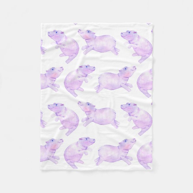 Couverture Polaire hippopotame mignon (Devant)