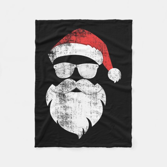 Couverture Polaire Hiver Hiver Père Noël Visage Avec Barbe Casquette  (Devant)