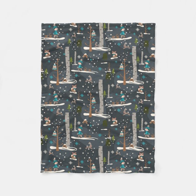 Couverture Polaire Hiver l'Woodland (Devant)