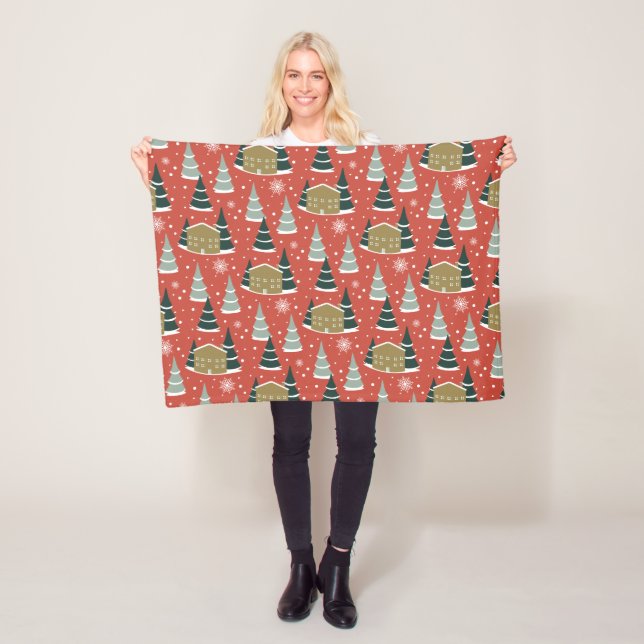 Couverture Polaire Hiver Snowy Pine Wonderland (En situation)