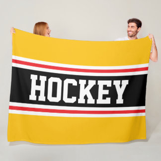 Couverture Polaire HOCKEY Amusant Bandes orange rouge noir doré brill