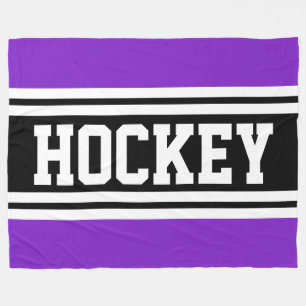 Couverture Polaire HOCKEY Athlétique Violet Noir Blanc Rayures de Cou